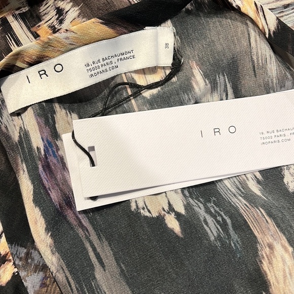NWT IRO Anite Black & Grey Print 100% Silk Blouse Sz-M/38 - Picture 7 of 10